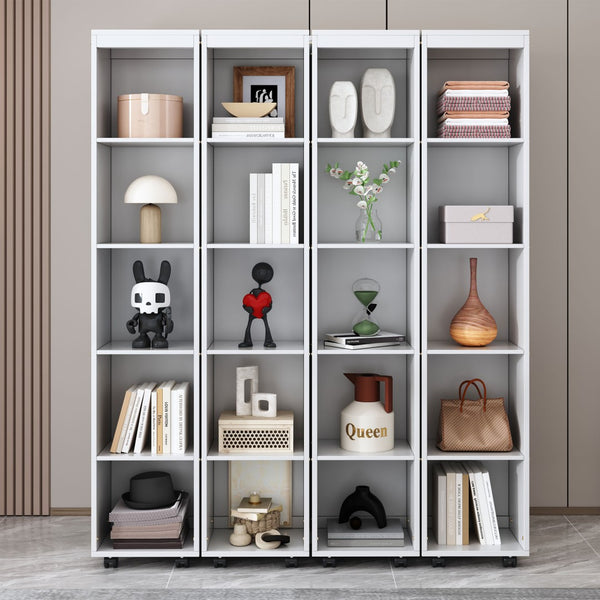 English Elm Queen Murphy Wall Bed with Hydraulic Lift and Push Pull Cabinet Storage Unit White LP000381AAK