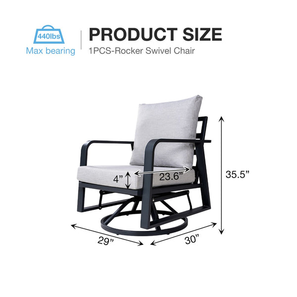English Elm Fr Aluminum Patio Sofa Set with Swivel Rocker Memory Foam Cushions Outdoor Living W5382P440152