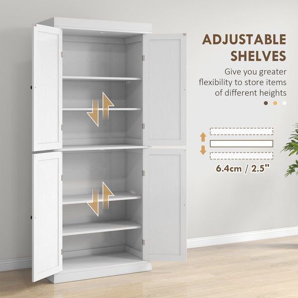 English Elm Homcom 72.5" Tall Kitchen Pantry Cabinet With 4 Doors, Adjustable Shelves For Smart Storage Solutions W2225P200648