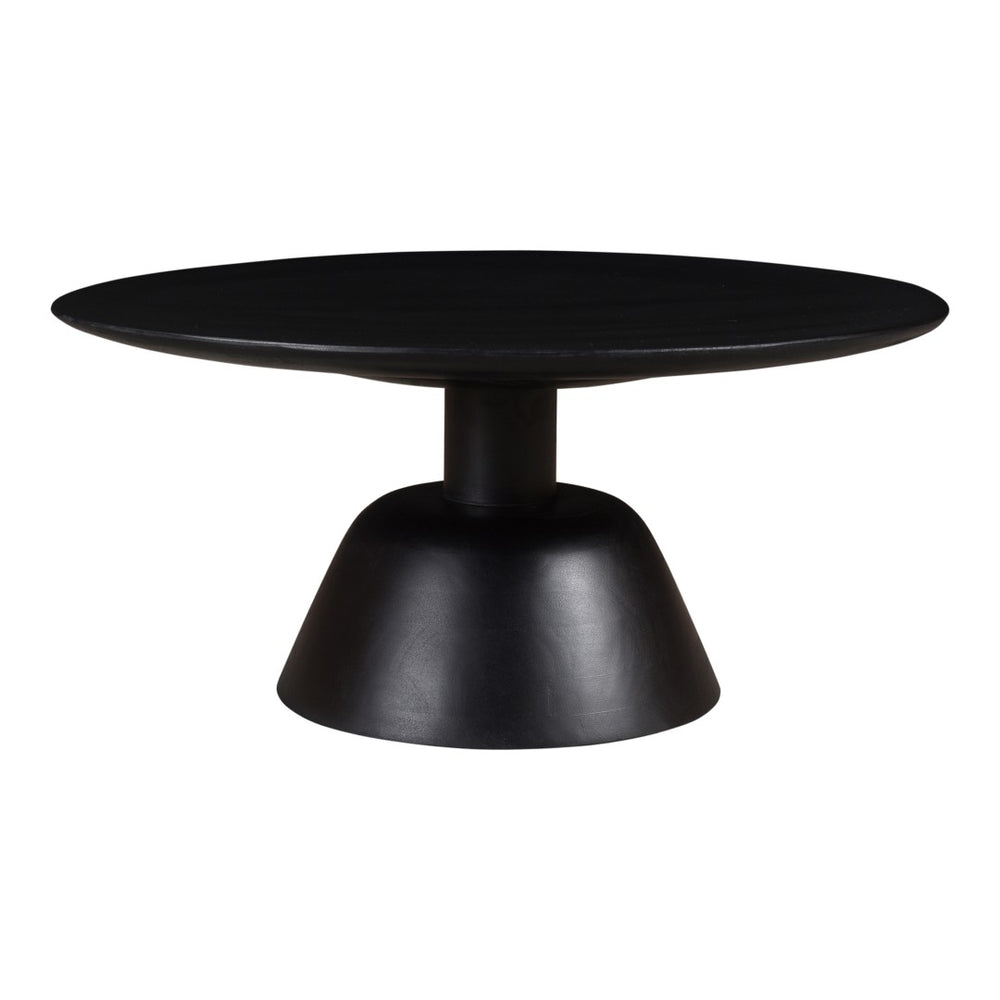 English Elm Nels Solid Mango Wood Round Coffee Table Sculpted Pedestal Base Organic Modern Living Room B2769P498417