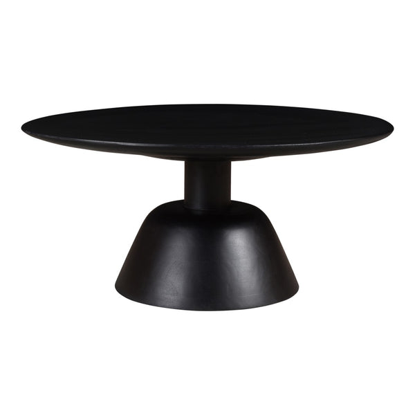 English Elm Nels Solid Mango Wood Round Coffee Table Sculpted Pedestal Base Organic Modern Living Room B2769P498417
