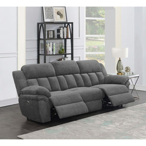 English Elm Divine Charcoal Fabric Reclining Sofa with Diamond Tufting and Pillowtop Arms B062S01413