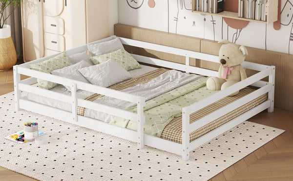 English Elm Full Full Size Montessori Floor Bed in Natural Pine for Kids — Low-Profile, Sturdy, Easy Assembly, Safe Design White W1820P331921