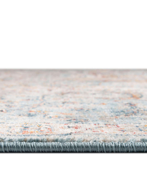 Unique Loom Newport Elms Machine Made Medallion Rug Blue, Ivory/Light Blue/Rust Red/Terracotta/Yellow/Pink 8' 0" x 8' 0"