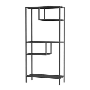 English Elm Modern Cube Storage Shelf with 4 Compartments, Metal Legs Freestanding Organizer for Living Room Home Office Decor and Display — 33W x 13D x 70H T2398P286673