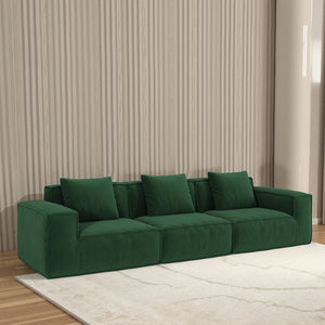 English Elm 118-Inch Modular Sofa Bed - Versatile Green Corduroy Cloud Velvet For Stylish Comfort & Functionality W3147S00029