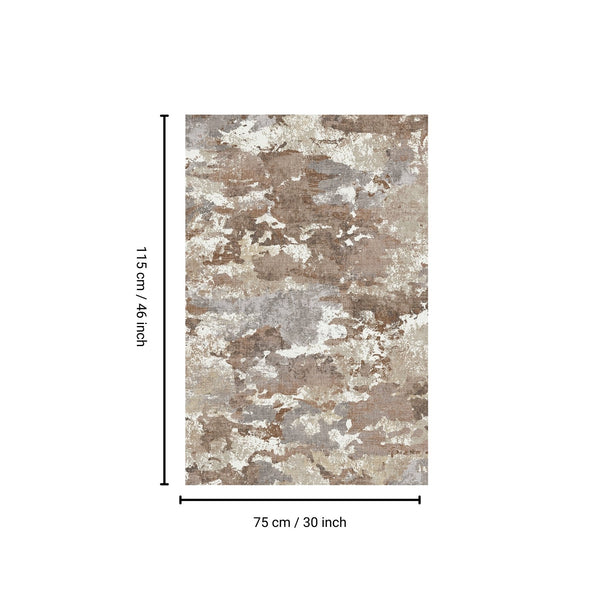 English Elm SPHINX Machine-Washable 30"x46" Indoor Outdoor Non-Slip Low-Pile Accent Rug Cream/Brown Durable B186P261386