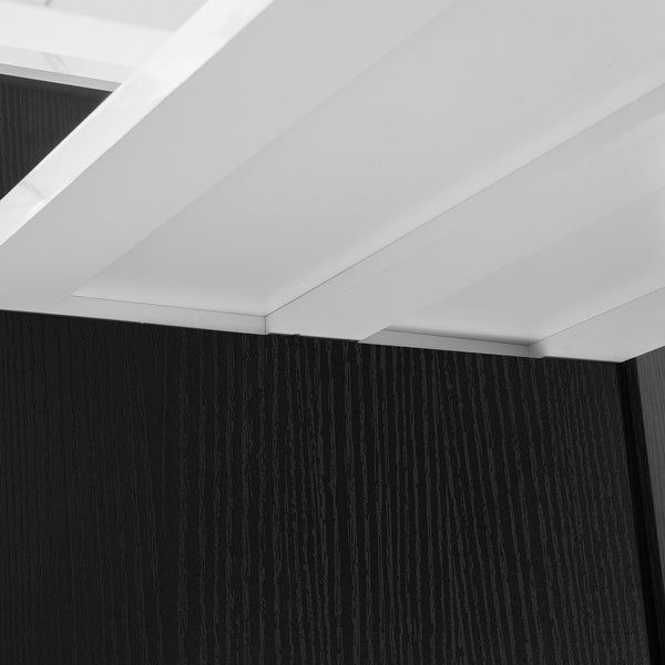 English Elm K&K Extendable Kitchen Island with Dining Table, 51.2" Seating for 2-6, Power Hub & Double Storage Black N707S000010B