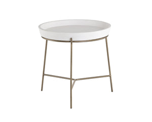 Sunpan REMY End Table - Antique Brass Frame with White Concrete Top for Modern and Transitional Spaces 103332