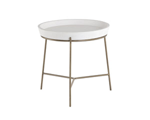 Sunpan Remy End Table - Unique Concrete Top and Antique Brass Frame for Stylish Home Decor and Functionality Antique Brass / White