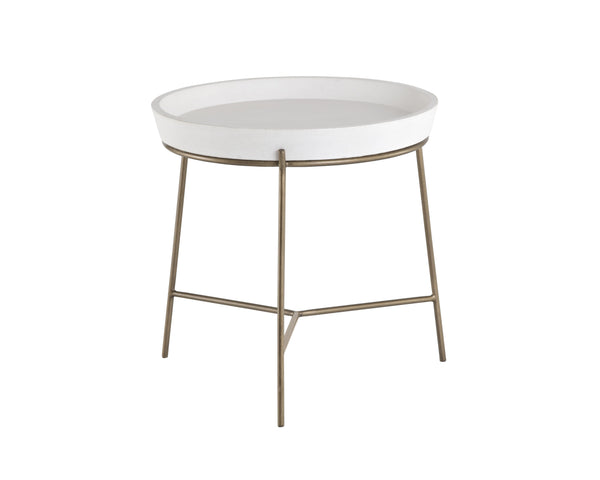 Sunpan Remy End Table - Unique Concrete Top and Antique Brass Frame for Stylish Home Decor and Functionality Antique Brass / White