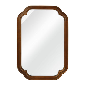 English Elm Black Walnut Solid Wood Frame Mirror with Rounded Corners for Bedroom or Entryway W2203P455260