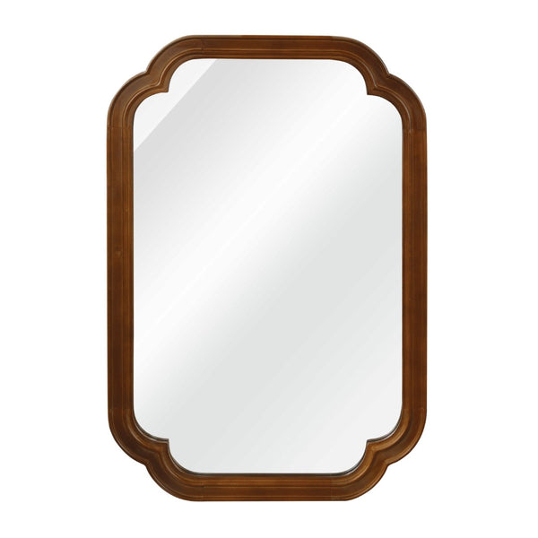 English Elm Black Walnut Solid Wood Frame Mirror with Rounded Corners for Bedroom or Entryway W2203P455260
