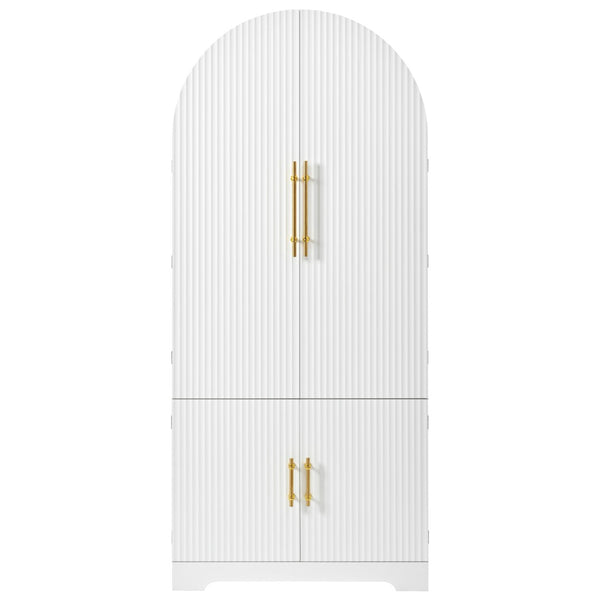 English Elm K&k Farmhouse Pantry Cabinet 72 Inch Tall Mdf Cupboard with Adjustable Shelves White N707S000020W