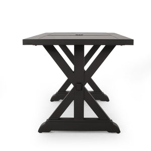 English Elm Christopher Knight Home® - Outdoor Aluminium Dining Table - Antique Matte Black, Modern-Rustic Design, Durable & Low Maintenance N768P348389B