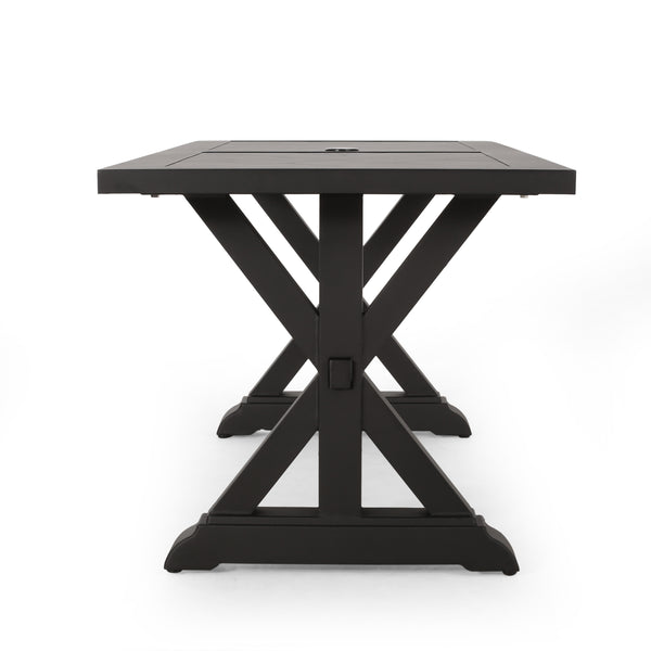English Elm Christopher Knight Home® - Outdoor Aluminium Dining Table - Antique Matte Black, Modern-Rustic Design, Durable & Low Maintenance N768P348389B