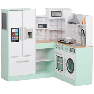 English Elm Corner L-shaped Kids Play Kitchen with Lights Sounds Chalkboard and Cookware Set T3971P440803