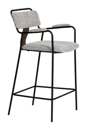 Zuo Modern Couva Counter Stool Set Of 2 - Modern Gray Tweed Design With Stylish Arms For Home & Bar Use Gray 100% Polyester,100% Polyurethane,Steel,Plywood 110936-zuo-modern