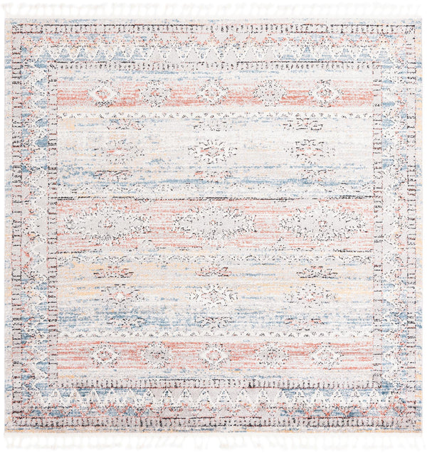 Unique Loom Aramis Tal Machine Made Tribal Rug Multi, Black/Blue/Orange/Rust Red/Ivory 7' 10" x 7' 10"