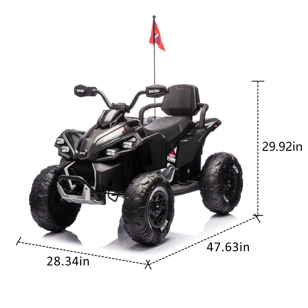 English Elm 24v Kids Electric Atv Xxxl Off-road Ride on with Remote Parental Control and Bluetooth Black W1578P228312