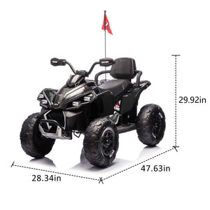 English Elm 24v Kids Electric Atv Xxxl Off-road Ride on with Remote Parental Control and Bluetooth Black W1578P228312