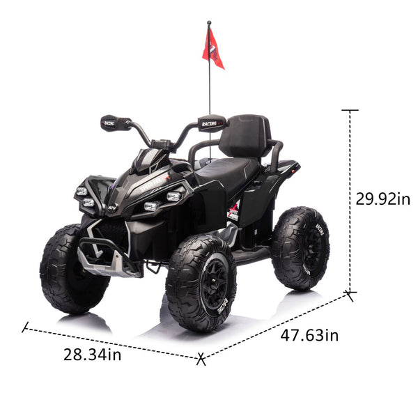 English Elm 24v Kids Electric Atv Xxxl Off-road Ride on with Remote Parental Control and Bluetooth Black W1578P228312