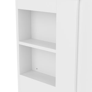 English Elm 36" Freestanding Bathroom Vanity Solid Wood Cabinet Ceramic Basin Four Drawers White W1580P382510