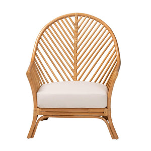 English Elm Bohemian Natural Rattan Arm Chair with Chevron Weave and Removable Cushion Seat B2750P467755
