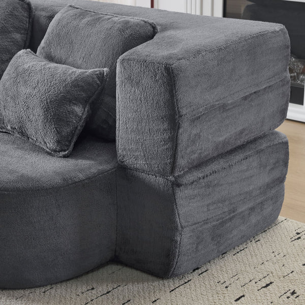 English Elm Queen Foldable Sofa Bed Plush Chenille Futon with High-Density Foam Convertible Sleeper Mattress Comfort Dark Gray W1829P280219