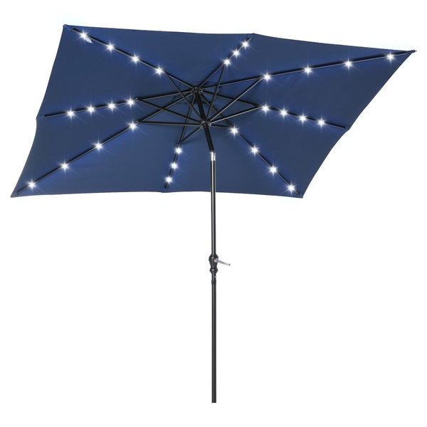 English Elm Outsunny 9' X 7' Solar-Powered Led Umbrella With Tilt & Crank - Perfect For Gardens, Patios, And Pools W2225P174160-GIGA