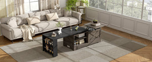 English Elm U-can Farmhouse Lift Top Coffee Table Barn Door Hidden Storage Living Room Brown+Black N724P351732E
