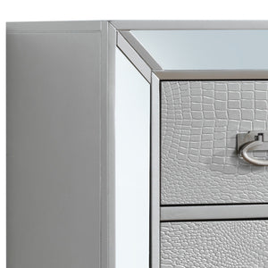 English Elm Elegant Champagne Contemporary Storage Chest 58"H x 32"W x 21"D – No Assembly, Durable Particle Board, Chic Silver Finish Ideal for Modern Home Organization and Décor B078108440