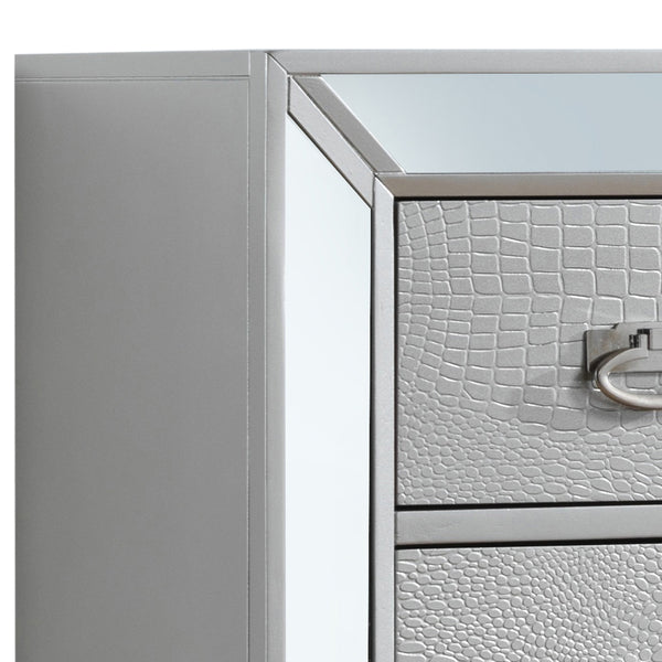 English Elm Elegant Champagne Contemporary Storage Chest 58"H x 32"W x 21"D – No Assembly, Durable Particle Board, Chic Silver Finish Ideal for Modern Home Organization and Décor B078108440