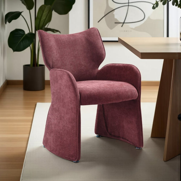 English Elm Alicia Sculptural Wraparound Upholstered Dining Chair with Curved Sled Base for Modern Rooms Purple B2736P464805