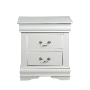 English Elm 1pc Classic Two-Drawer Nightstand with Brushed Nickel Pulls — Compact Wooden Bedside Storage, No Assembly Required White 18.5 L x 23.5 W x 27 H B2741P322601
