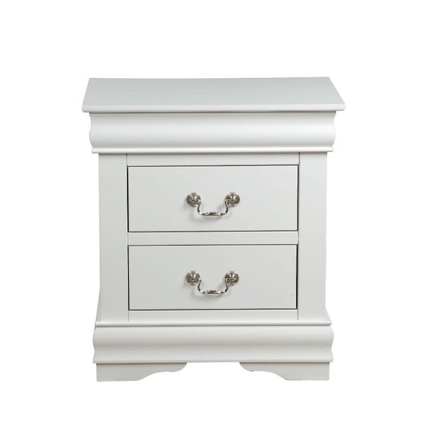 English Elm 1pc Classic Two-Drawer Nightstand with Brushed Nickel Pulls — Compact Wooden Bedside Storage, No Assembly Required White 18.5 L x 23.5 W x 27 H B2741P322601