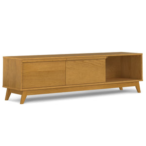 English Elm Lennon 72 inch Low TV Stand with Solid Wood Veneer, Mid-Century Modern, Cable Management, Durable Finish Oak B136P261847