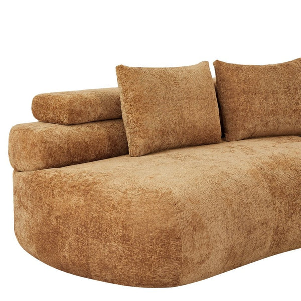 English Elm 122" Curved Modular Sectional Sofa Cloud Fill Polyester Upholstered Living Room Seating Pumpkin Yellow N771P396326C_N771P396327C