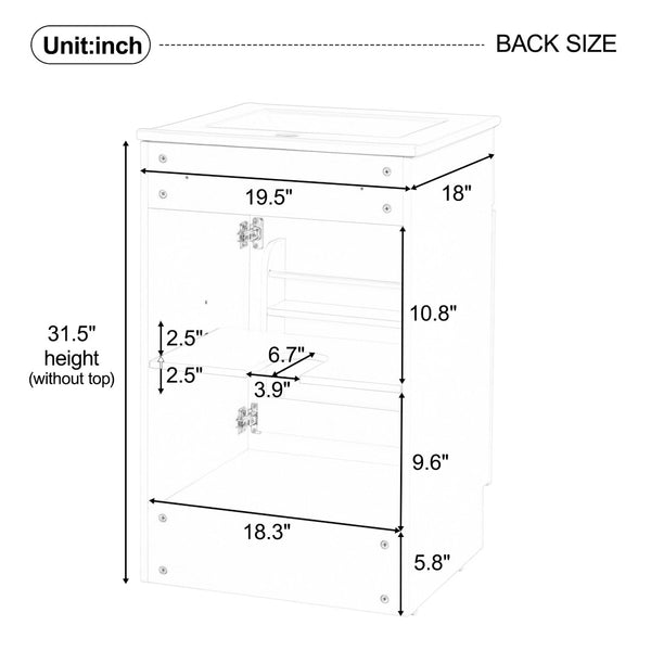 English Elm [video] 20 Inch Freestanding Bathroom Vanity with Ceramic Sink Soft Close Cabinet Blue N759P237946C