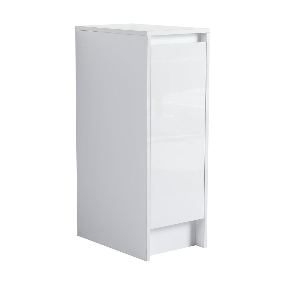 English Elm 12" Freestanding Bathroom Storage Cabinet With Soft-Close Doors & Adjustable Shelves In Glossy White W999P312104