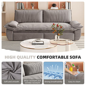 English Elm 73.2" Queen Sleeper Sofa Convertible Corduroy Loveseat for Guest Room or Living Space Grey W1885S00330