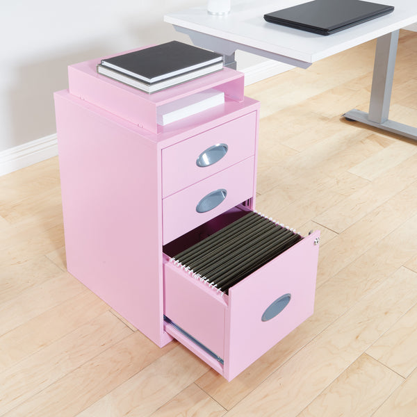 OSP Home Furnishings Metal File Cabinet Pink