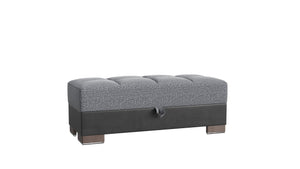 English Elm PrimeNest Upholstered ZenAero Convertible Ottoman with Wood Trim, Click-Clack Storage, Microfiber Comfort Grey+Black B030P280983