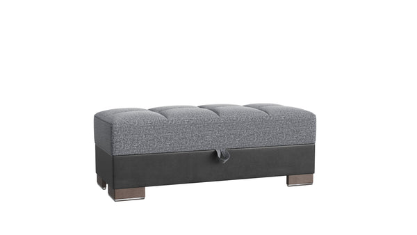 English Elm PrimeNest Upholstered ZenAero Convertible Ottoman with Wood Trim, Click-Clack Storage, Microfiber Comfort Grey+Black B030P280983