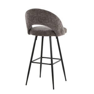 English Elm Fixed-height Metal Frame Barstools with Upholstered Seats and Geometric Footrest Set of 2 Dark Grey B202S01938