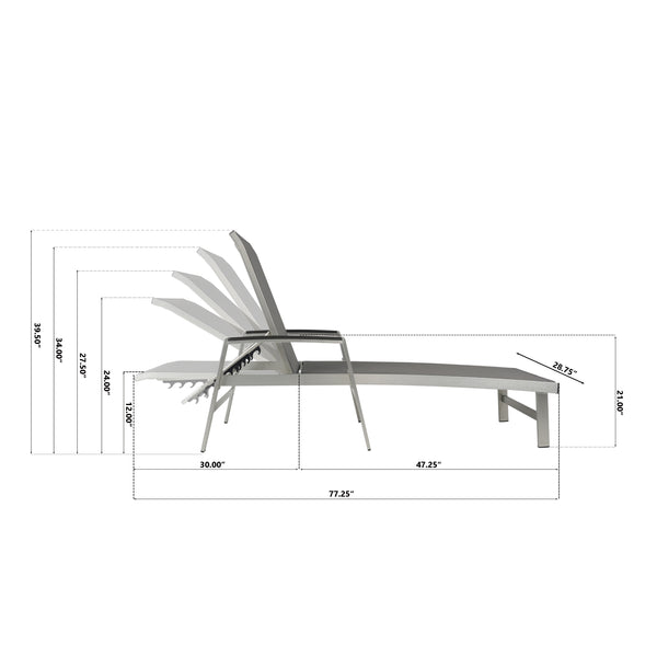 English Elm Christopher Knight Home® - Oxton Modern Chaise Lounge - Adjustable Outdoor Seating With Breathable Mesh, Lightweight & Durable N775P210702G