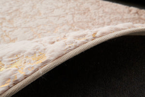 English Elm Luxury Beige Abstract Gold-Gilded Chinchilla Faux Fur Area Rug – Plush, Machine Washable & Non-Slip B030P233667