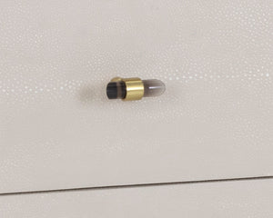 Sunpan Pattinson Desk – Classic White Ceruse Oak with Oyster Shagreen Drawers & Antique Brass Handles