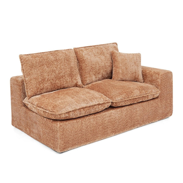 English Elm 107'' Boucle Modular Sectional with Reversible Chaise and Two Ottomans for Living Room Orange W1413S00169