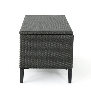 English Elm Rupert Outdoor Resin Wicker Storage Unit for Patio Pool Gear and Entertaining Essentials 62262.00GRY